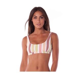 Rhythm Scoop Neck Striped Bikini Top Size XS